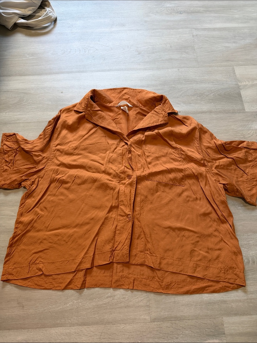 H&M Women's Button-Down Shirt in Rust Orange size medium